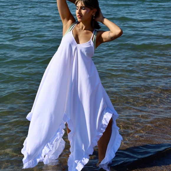 White Ruffle Dresses - Picture 3 of 5